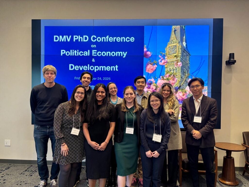 The DMV PhD Conference on Political Economy & Development hosted by the Department of Economics at Georgetown University on Friday, October 25, 2025. The event is hosted in partnership with gui2de, DCPEC, and UPPER.